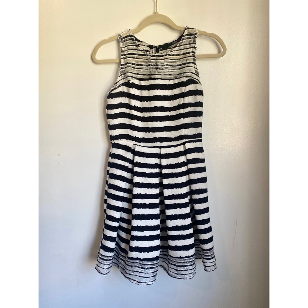 Sugarlips Fit and Flare Striped Black and White Dress